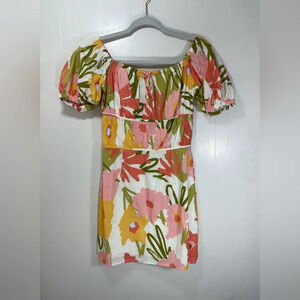 Sabo Rory Mini Dress 100% Cotton Floral Print Retro 60’s Inspired Women’s Size S